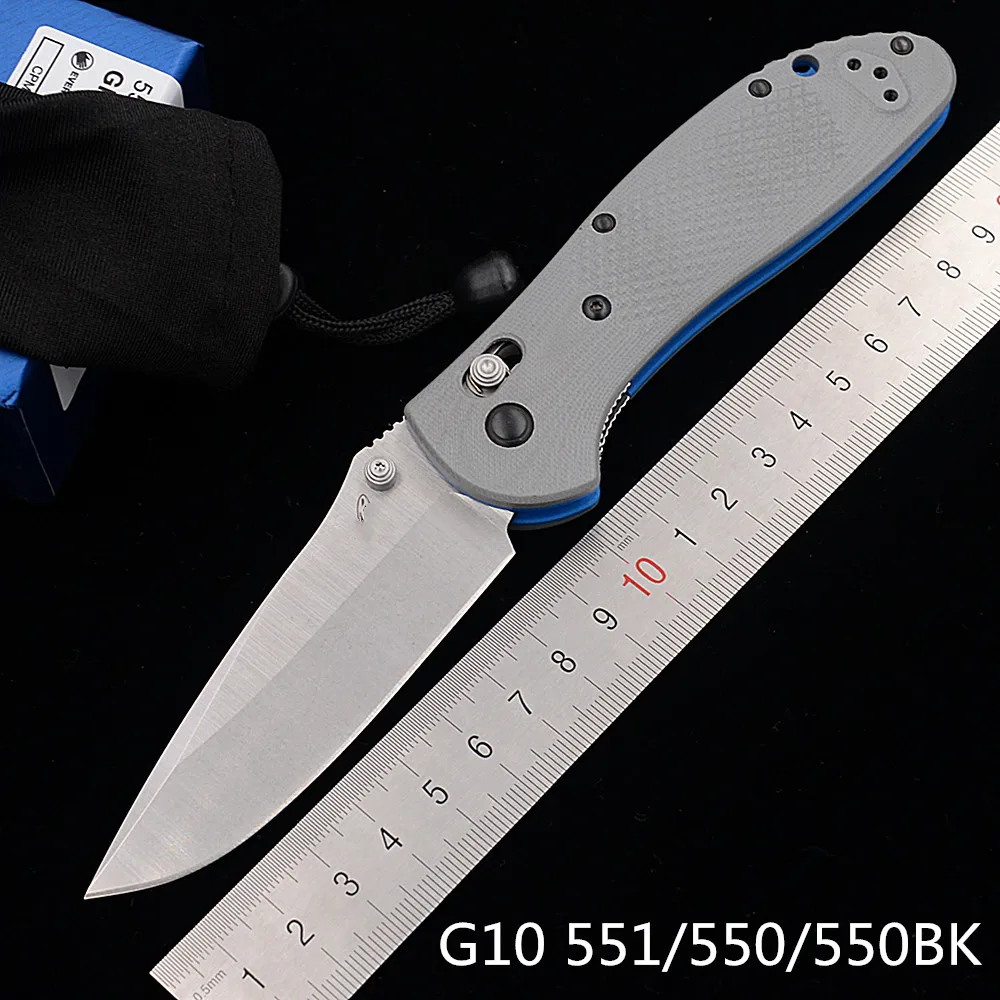 JUFULE Hard box 550 BM550  550BK (With Hole) G10 Mark 20CV folding Pocket EDC Tool outdoor kitchen camping hunting knife