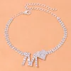 Stonefans Fashion M Letter Heart Rhinestone Anklet Chain for Women Double Layer Tennis Chain Anklet