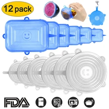 6/12 PCS Reusable Food Silicone Covers Wrap Stretch Lids Food Storage Lid Keeping Fresh Seal Bowl Kitchen Accessories