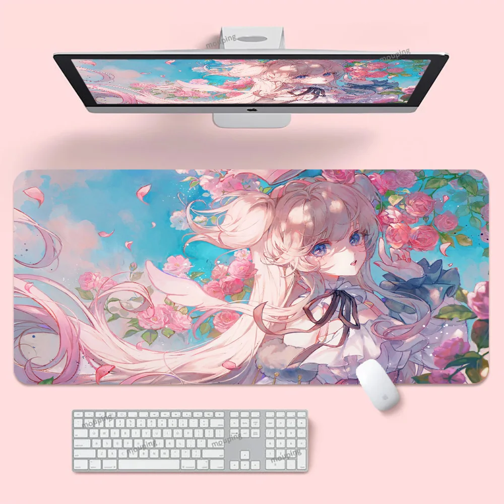 Pink Anime Mousepad Xxl Desk Mat Extended Pad Gamer Carpet Mouse Pads