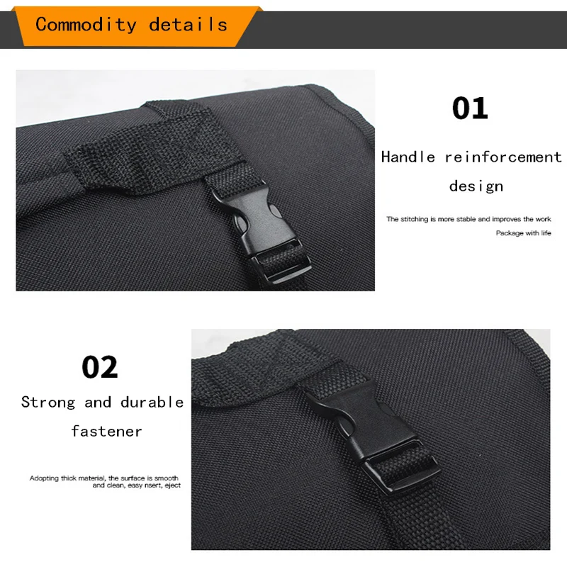 Black Oxford Cloth Multi Function Kit Roll Type Bag Inserting Hydraulic Engineering Household Appliance Maintenance Handheld Bag
