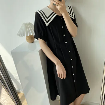 

Preppy Style 2020 Summer New Short Sleeve Cute Dresses Women Vintage Fashion Midi Dresses Female Clothing