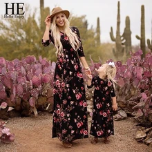 HE Hello Enjoy/Одинаковая одежда для семьи платья для мамы и дочки «Мама и я» осеннее платье с цветочным рисунком одежда для мамы и дочки