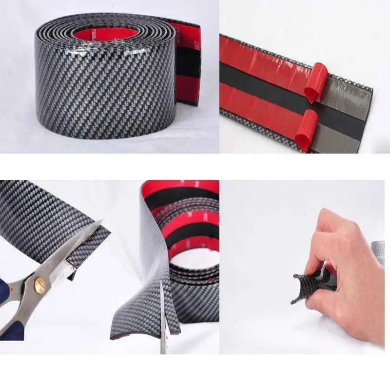 2M Carbon Fiber Car Moulding Strip Trim Protector 2Mx 3/5/7/10cm Black Trim Bumper Strip Door Sill Protector Guard Car Stickers