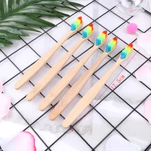 1 шт/5 шт бамбуковая зубная щетка с мягкой щетиной головкой зубная щетка для окружающей среды деревянная Радуга твердая бамбуковая ручка зубная щетка для ухода за полостью рта
