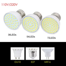 MR16 Светодиодная лампа GU10 E27 Bombillas 4W 6W 8W AC220V 110V 2835SMD Точечный светильник лампы лампада лампы 36 54 72 светодиоды ампулы 10 шт./лот