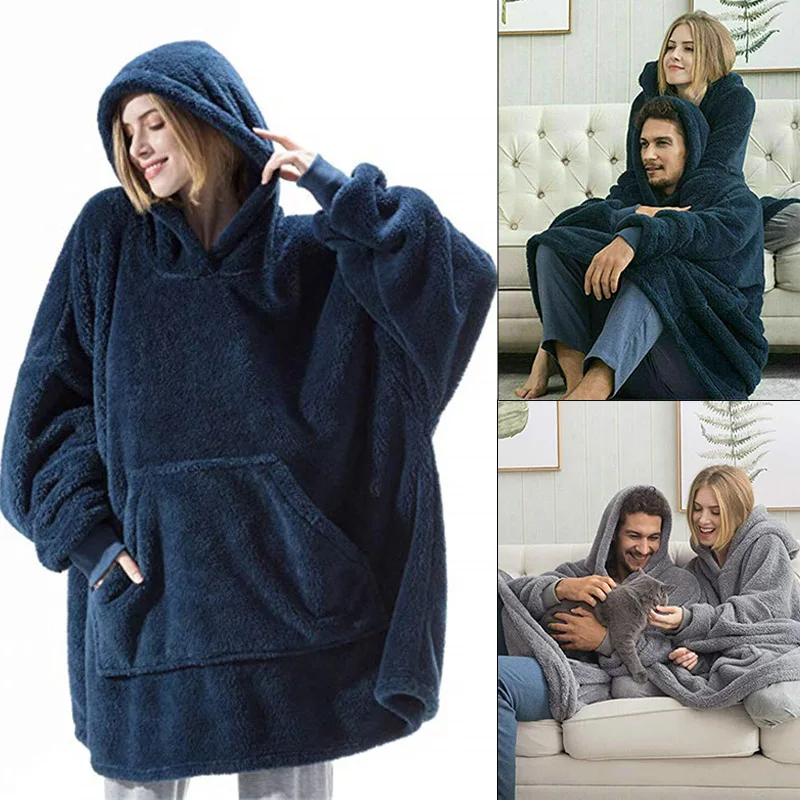 

2020 Loose Flannel Soft Winter Warm Homewear Tracksuit Women Comfortable and Loose Double-sided Velvet Thick Blanket for Lovers
