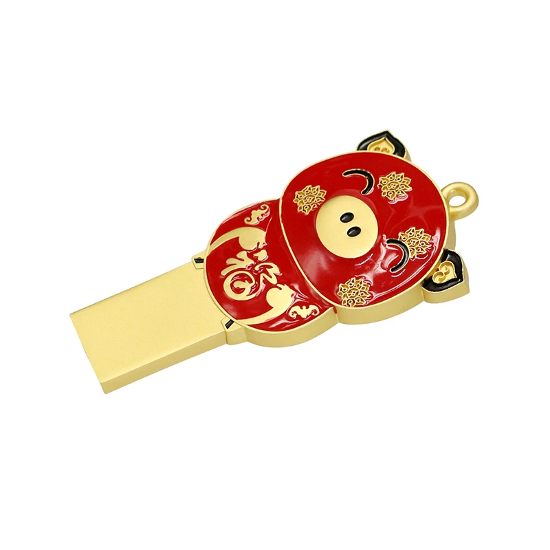 Высококачественный металлический usb-накопитель с красной Свинкой 4 ГБ, 64 ГБ, 16 ГБ, 8 ГБ, 32 ГБ, 128 ГБ, флеш-накопитель, USB мини-накопитель в подарок