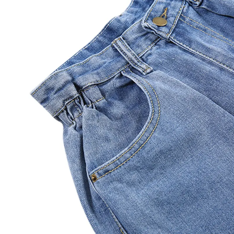 2019 летние женские джинсовые шорты больших размеров, однотонные синие повседневные широкие шорты с высокой талией, свободные ковбойские