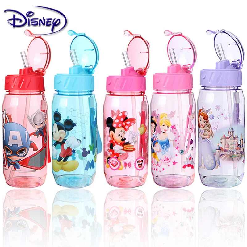 ディズニー子供水ボトル Tritan Bpa フリー子供のカップポータブル哺乳瓶わらリークプルーフ耐久水カップ 450 ミリリットル カップ Aliexpress