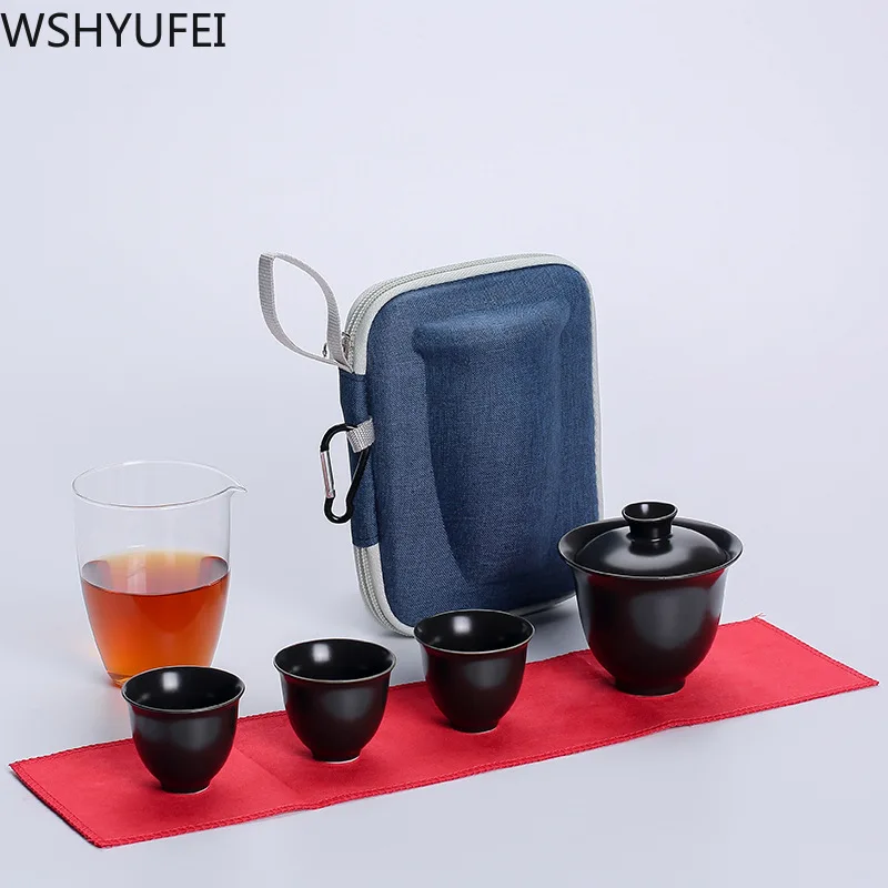 

New style White porcelain tea set Car loading Travel convenience Kung Fu tea set teapot Household drinking utensils WSHYUFEI