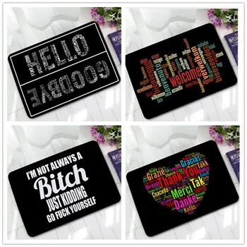 

Black White Hello Goodbye Rubber Anti Slip Doormats Door Entry Front Door Mats Outdoor Entrance Indoor Welcome Home Funny