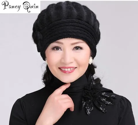 Красивые женские зимние меховые вязаные шапки кепки с цветами головные уборы