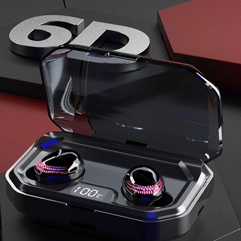 TWS Bluetooth V5.0 HIFI беспроводные наушники 6D стерео спортивные наушники гарнитура с зарядной коробкой микрофон для iPhone Xiaomi