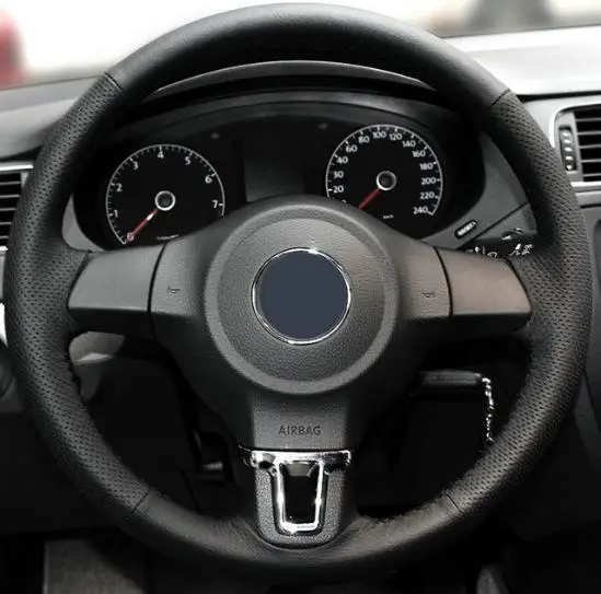 Sewing Genuine Leather Car Steering Wheel Cover Car Accessories For Volkswagen Golf 6 Mk6 Vw