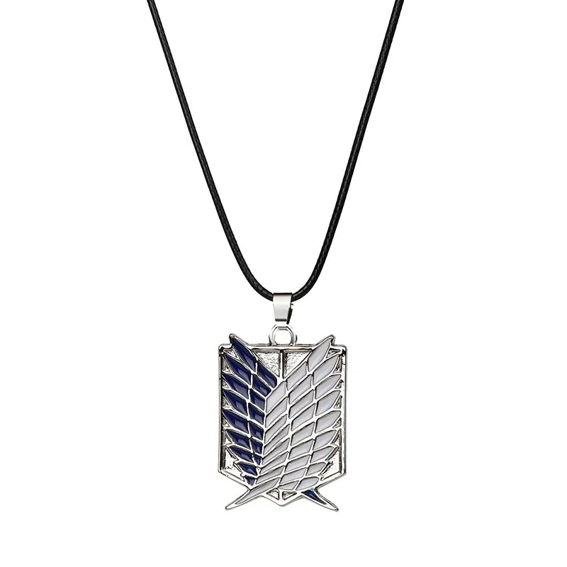 bluesilver Японское аниме атака на Титанов ожерелье Крылья Свободы Shingeki No Kyojin кожаная цепочка Кулон из золота и серебра аксессуары для женщин - Цвет: bluesilver