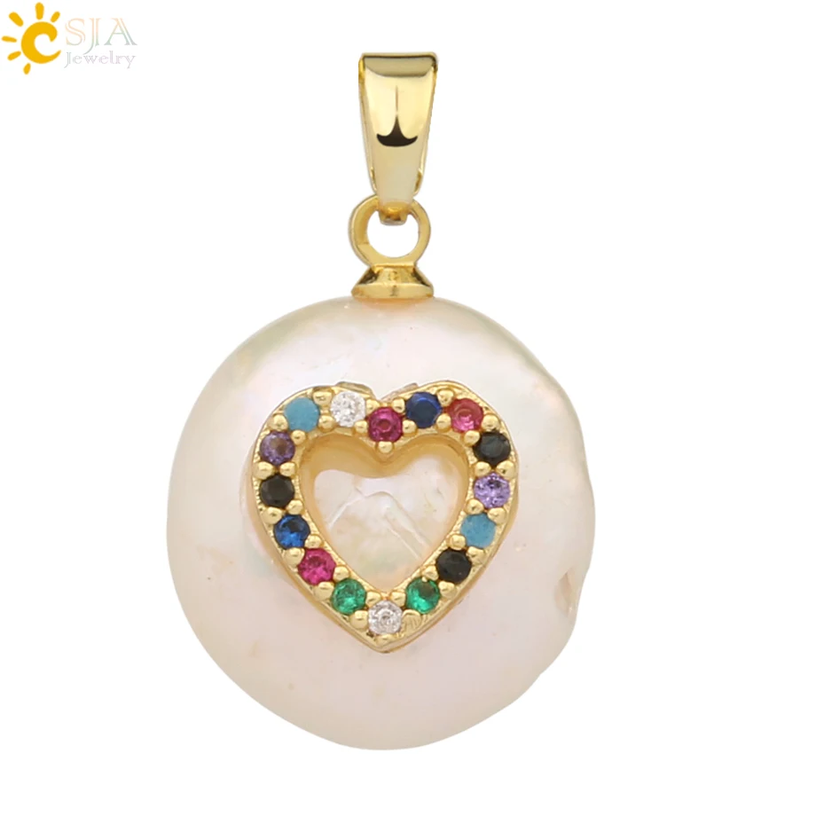 Pendant-L Csja кулон из пресноводного жемчуга, крошечное ожерелье из бисера, сердце из фианита подвески в форме цветов для детей, милое колье для девочек, модные украшения, G213 - Окраска металла: Pendant-L