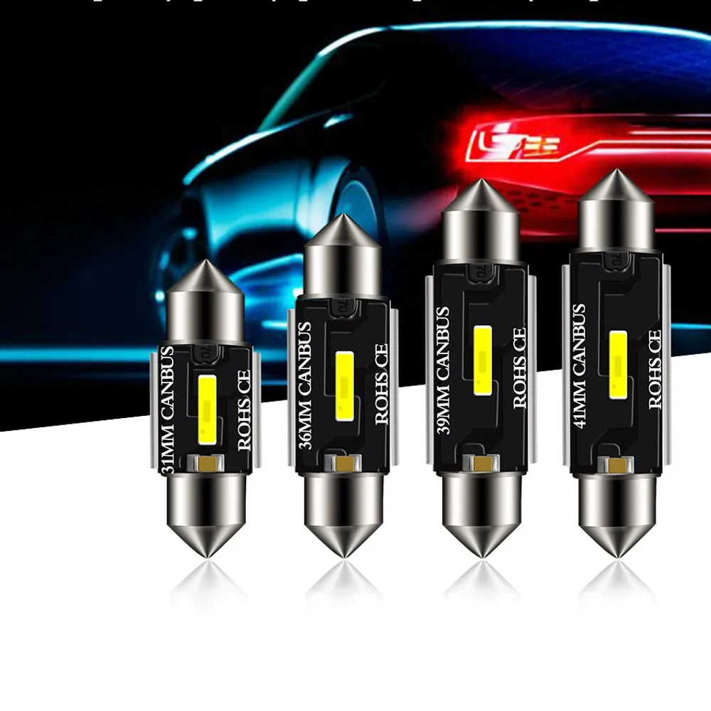 10pcs Festoon 31MM 36MM 39MM 41MM Canbus LED Bulb 1860 Chip C5W C10W Car Interior Light Dome Reading 6W 12V-24V | Автомобили и