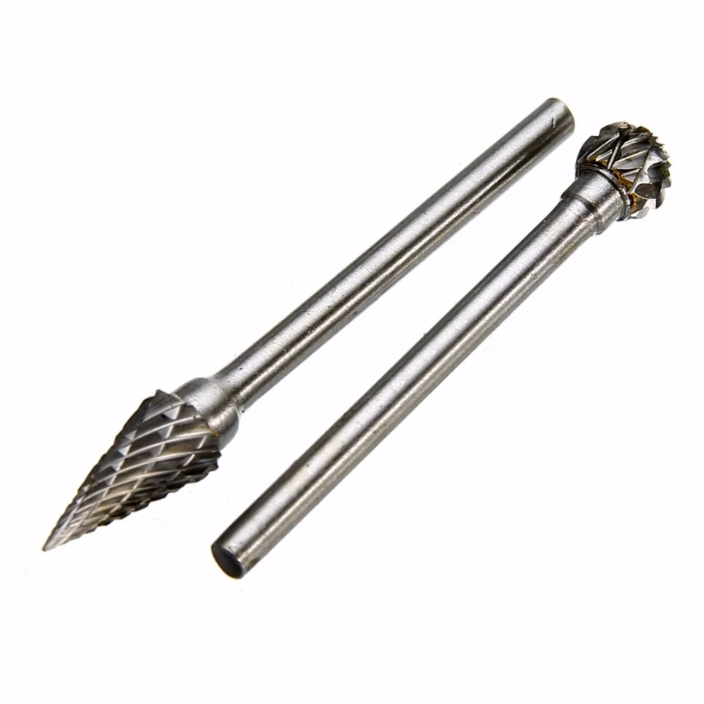10Pcs 1/8" 3mm Shank Tungsten Carbide Burr Bits Rotary Cutter Files CNC Engraving Tool Set For Woodworking Rotary Tools