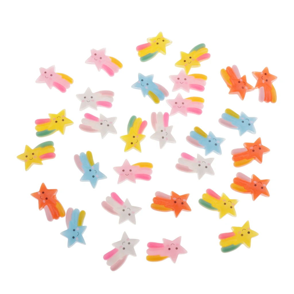 30 Pieces Slime Charms Cute Set Mixed Star Shape Resin Flatback Slime Beads Making Supplies for DIY Scrapbooking Crafts