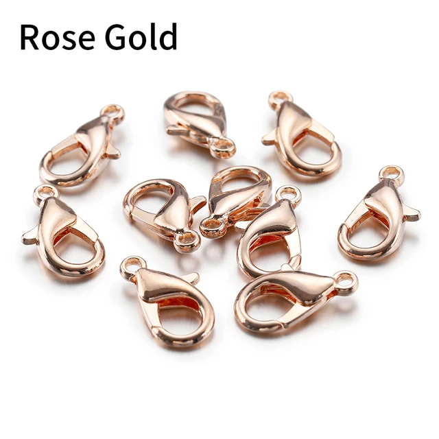 100pcs Lobster Clasps for Bracelets Necklaces DIY Hooks Chain Closure Accessories for Jewelry Making Findings Wholesale RoseGold