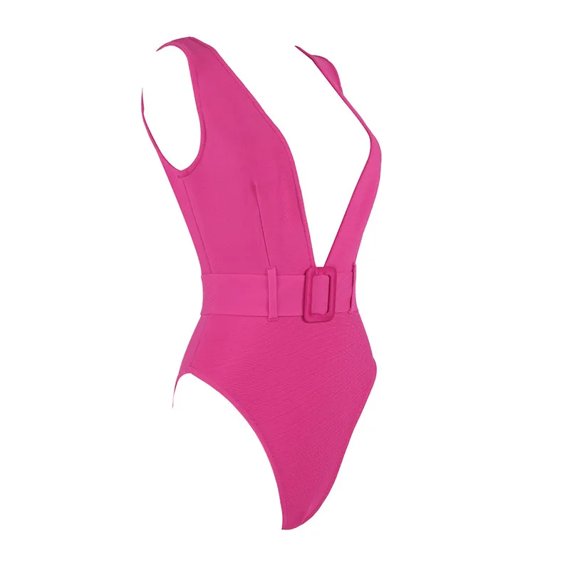 Women Sexy Bikinis Mujer Celebrity Bodycon V-Neck Beach Party Bodysuit Bikinis Bandage Bodysuit