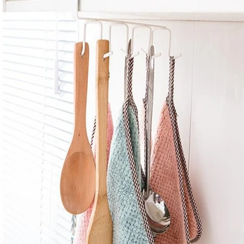

8 Hooks Cup Holder Hanging Bathroom Hanger Kitchen Organizer Cabinet Door Shelf Removed Storage Rack Home Decor