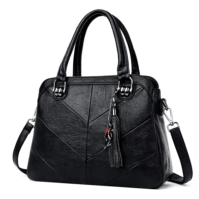 Роскошные женские сумки с короткими ручками, высокое качество, красное вино, из искусственной кожи, женские сумки на плечо, женские повседневные сумки, сумка-мессенджер - Цвет: BLACK