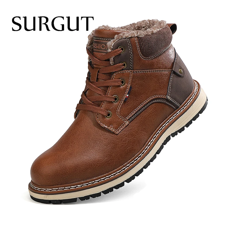Boots Working-Shoes Ankle Waterproof Winter Casual Fashion Warm SURGUT High-Quality