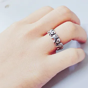 

Bohemian Vintage 925 Sterling Silver Elephant Rings for Women Statement Jewelry Adjustable Finger Ring Girls Gifts