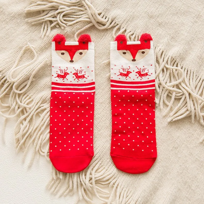 Xmas Pattern Elk Cotton Socks Christmas Decoration for Home Christmas Gift Pendant Hanging Ornament New Year Decoration - Цвет: 4