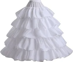 Wedding Bridal Petticoat Underskirt Cosplay Party Hoops Crinoline Slips Large Waist 4 Hoops 5 Ruffles