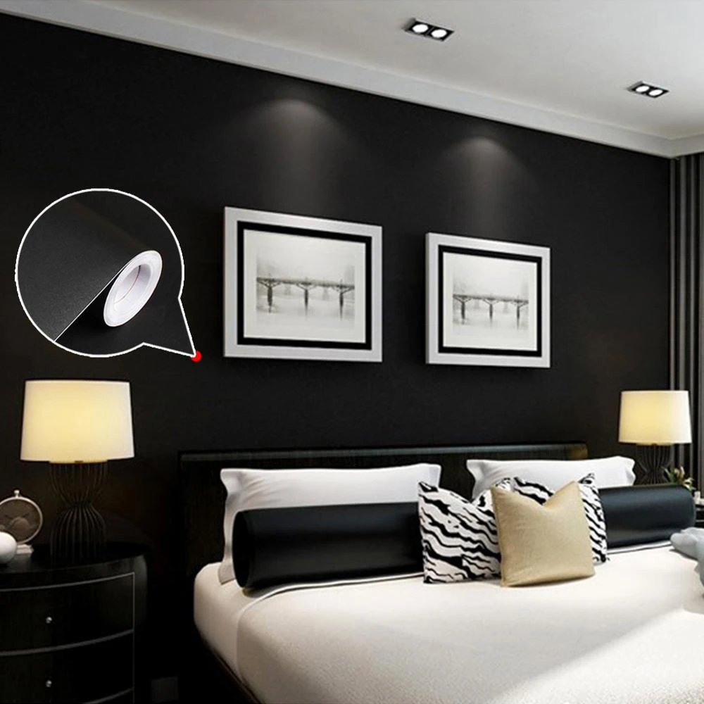 Matte Plain Wallpaper Self Adhesive Pvc Thick Waterproof Wall Paper Living Room Bedroom Solid Color Retro Stickers White Black Wallpapers Aliexpress matte plain wallpaper self adhesive pvc thick waterproof wall paper living room bedroom solid color retro stickers white black