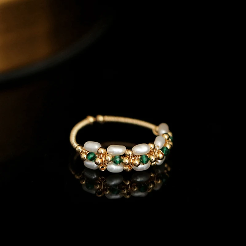 Кольцо с жемчугом в стиле барокко для женщин, ручная работа, креативный натуральный пресноводный жемчуг, кольцо для девушек, светильник, роскошные ювелирные изделия, подарок, открытые кольца