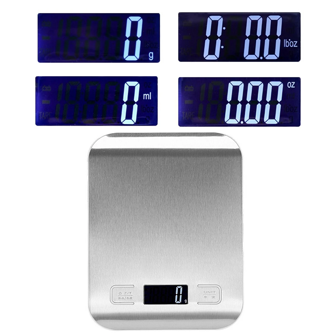 Цифровые весы с сенсорным экраном 11 фунтов/5000 г x 1 г ультра-тонкие цифровые кухонные весы из нержавеющей стали светодиодный электронные весы