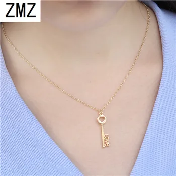 

ZMZ 10pcs/lot 2018 Europe/US fashion love key pendant lovely you open my heart necklace gift for mom/girlfriend party jewelry