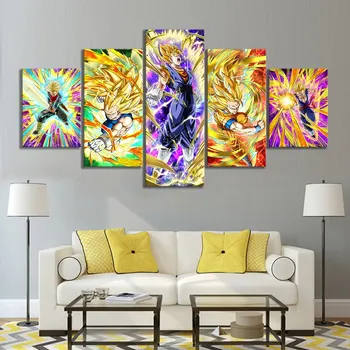 

Modular Canvas Paintings Prints 5 Pcs Dragon Bal Z Wall Art Poster Pictures For Boys Room Mobile Game Super Saiyan Home Decor