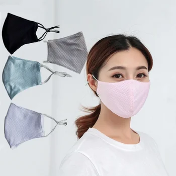 

Fashion Ice Silk Mask Thin Summer Face Mouth Mask Breathable Adjustable Protection Cool Anti-Dust Washable Reusable Mask