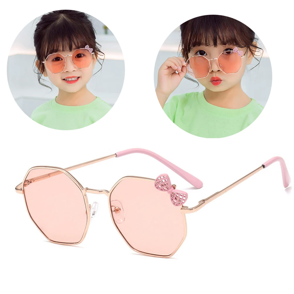 1pc Fashion Girls Bow Sunglasses Metal Frame Kids Glasses Children Outdoor Goggles Party Eyewear Cute Sun Glasses New