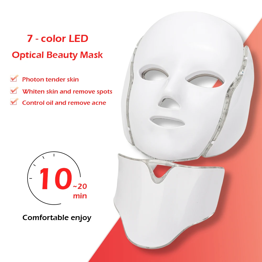  7 Colors Led Facial Mask Led Korean Photon Therapy Face Mask Machine Light Therapy Acne Mask Neck B - 4000332448189