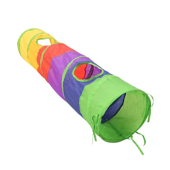 

1pc Tunnel Durable Single Pass Creative Foldable Rainbow Color Pet Toy Supplies Tunnel for Kitten
