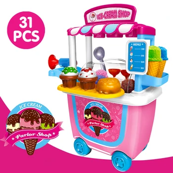 

31pcs Children Pretend Play Toy Set Ice Cream Shop Toys Kids Pretend Play Cooking Tableware Sets toys for children