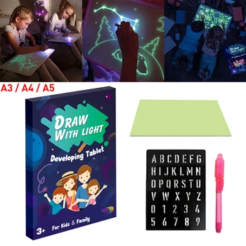 

A4 Educational Draw With Light Fun Developing Kids Magic Drawing Board Gift