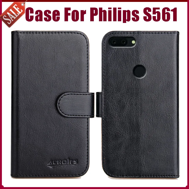 

Flip Soft Leather Case For Philips S561 Case 5.45" 6 Colors Phone Wallet Cover Stand Function Credit Card Slots