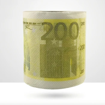 

3rolls 90m 200euro design Paper Toilet Tissues Roll Novelty Toilet Tissue light yellow Wholesale