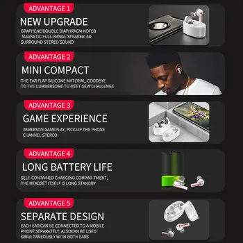 

1Pair Wireless Bluetooth 5.0 Earphones Audio stereo Binaural Earbuds with Charging Case for Sports Running Use Supplies D08A