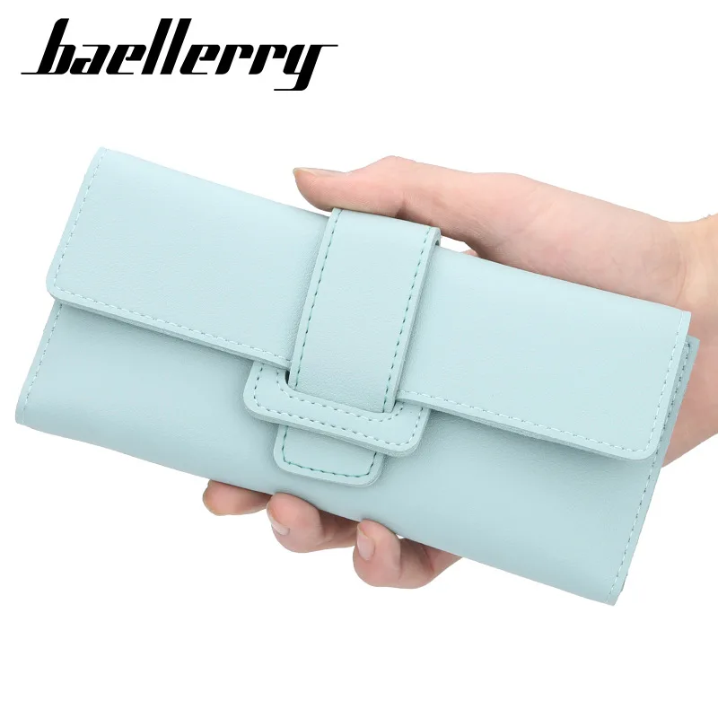 

New Style Women's Wallet Europe And America-Style Long Three Fold Clutch Multi-functional Buckle Zip Coin Purse Soft Wholesale
