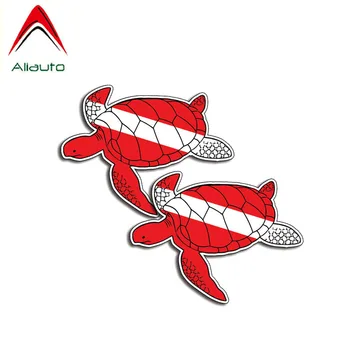 

Aliauto 2 X Fashion Car Sticker Turtle Scuba Diving Down Decor PVC Decal Cover Scratches for Logan Peugeot Mercedes Kia,10cm*7cm