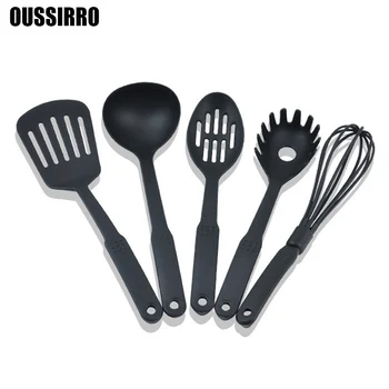 

RSCHEF 5 Pcs 1 Set Cooking Utensil Sets Silica gel Handle Metal Kitchen Tools Cookware Multifunction Accessories