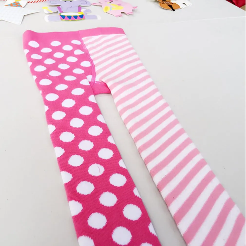 Осенне-зимние штаны на подкладке для маленьких девочек мягкие и удобные повседневные эластичные колготки в полоску и в горошек